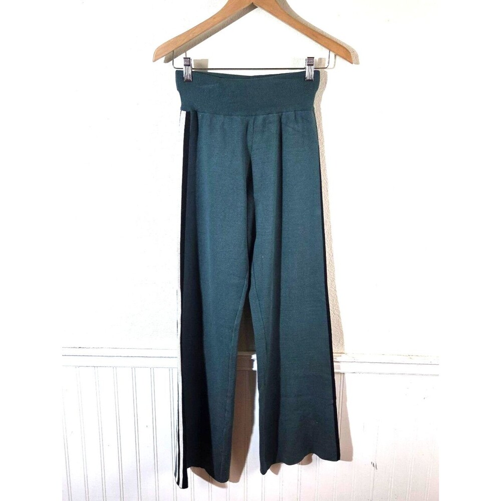 Spiritual Gangster Wide Leg Pants Womens Small Green Knit Lounge Yoga Stretch - Picture 1 of 11